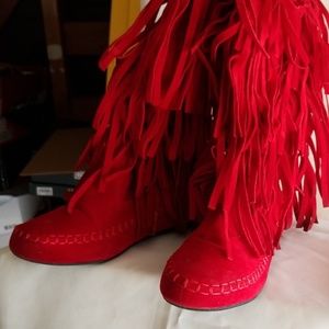 Red tassel boots